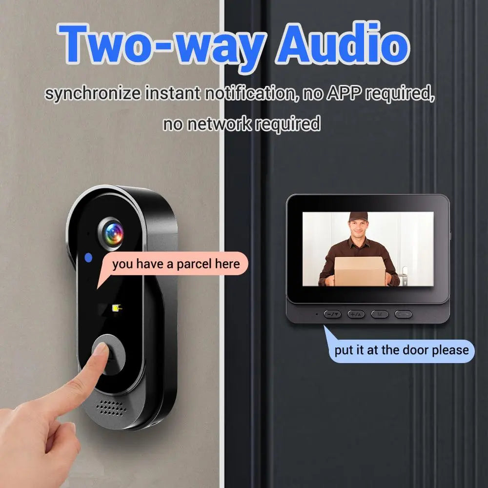 Wireless Rechargeable Smart Visual Doorbell Camera, Home Security Device with Night Vision, 2-Way Talk, Waterproof Sensor Alarm, Video Intercom & Privacy Protection