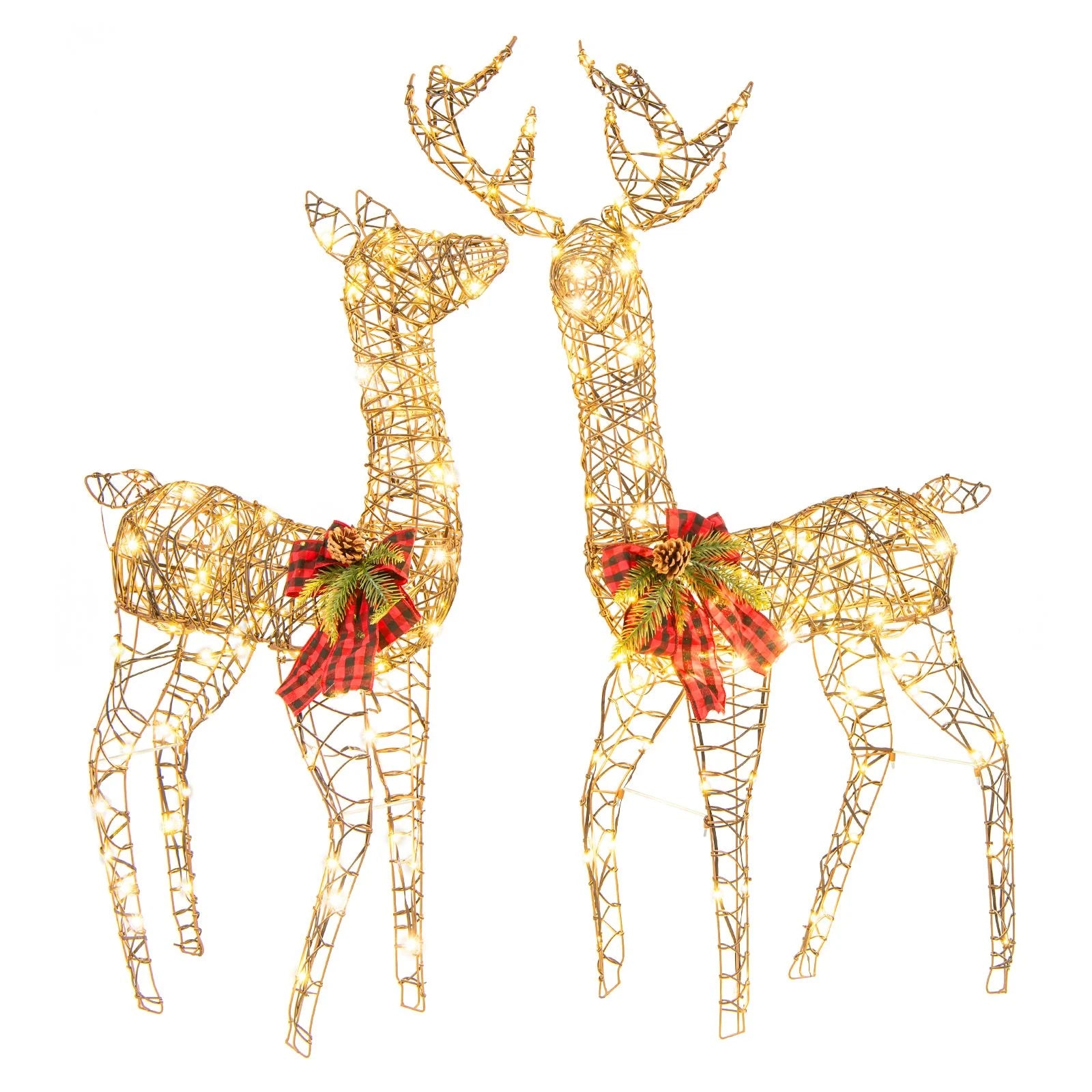 Reindeer Family Decorative Set with 230 LED Lights and Ground Stakes - 2 Pieces
