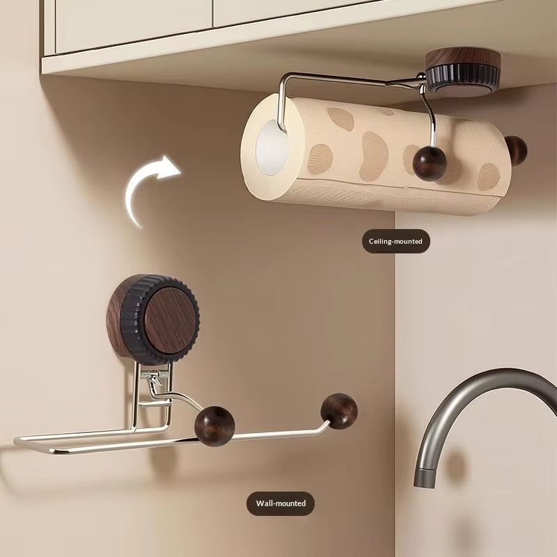 Premium Stainless Steel Wall-Mounted Towel Holder - Non-Piercing Vertical Paper Dispenser for Kitchen & Bathroom