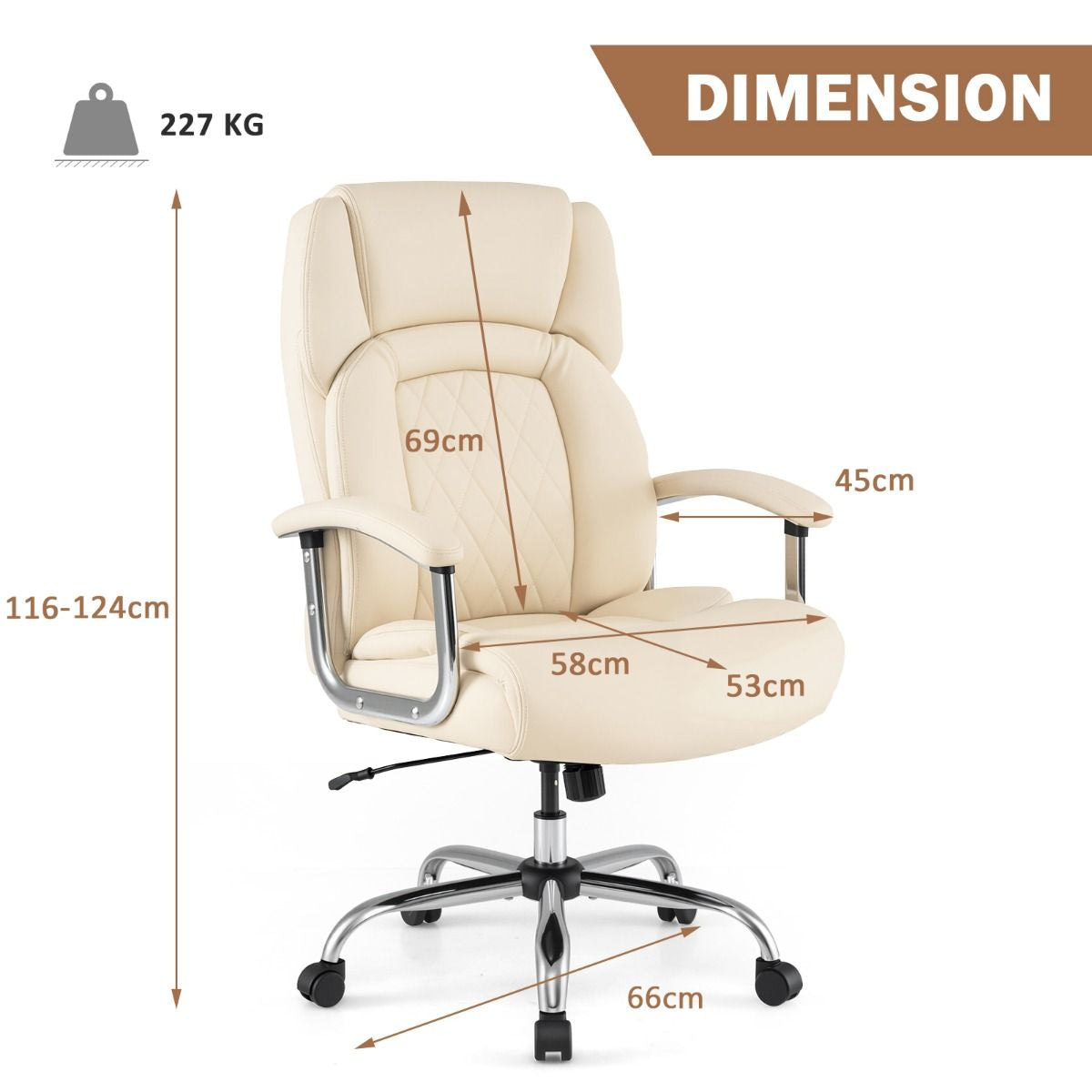 Executive Leather Office Chair with Rocking Functionality and Armrests