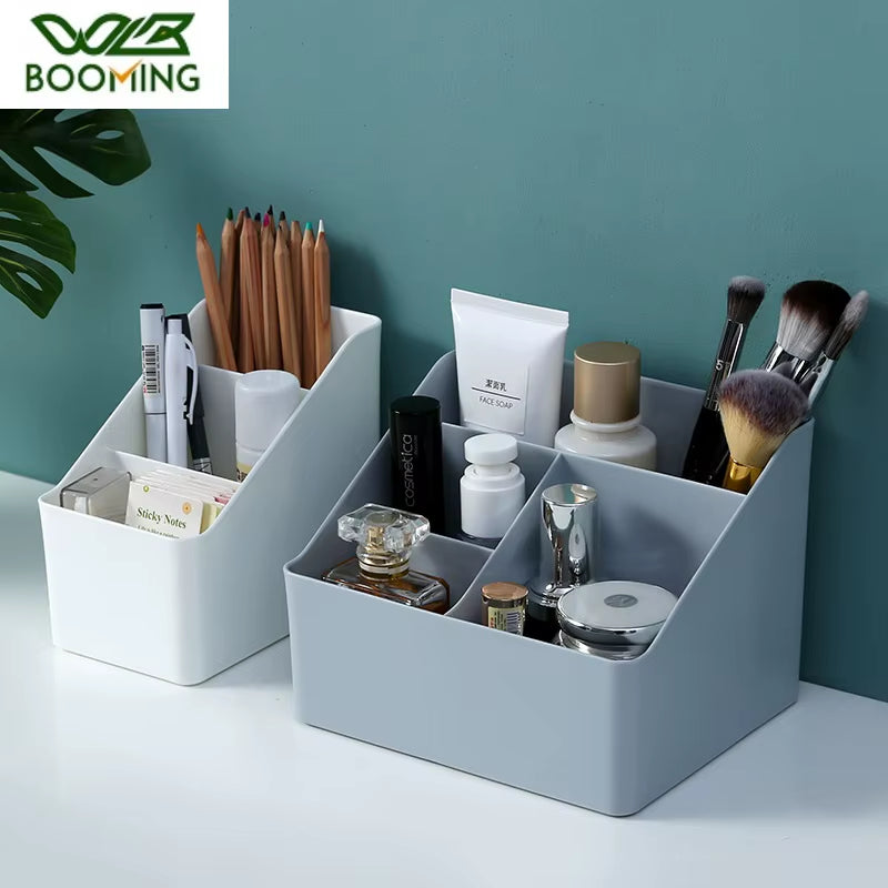 Stylish Desktop Makeup Organizer - Versatile Storage Box for Brushes, Skincare, and Office Essentials