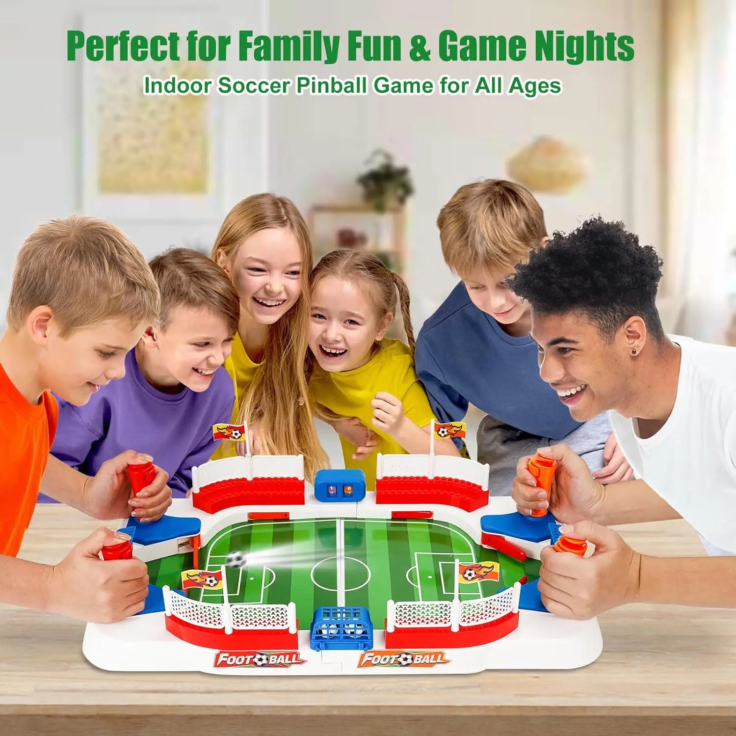 Mini Tabletop Soccer Game Double Flip Control High Barrier Foosball Board Game for Adults Indoor Entertainment Football Toy