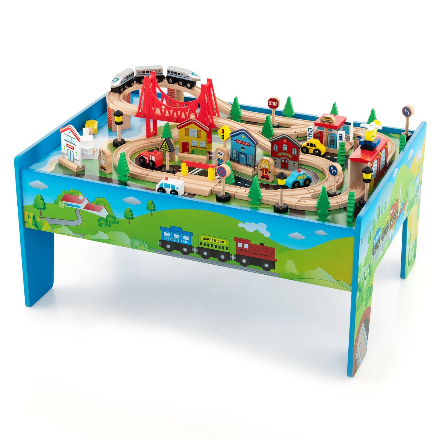 80-Piece Wooden Activity Playset Featuring Reversible Tabletop