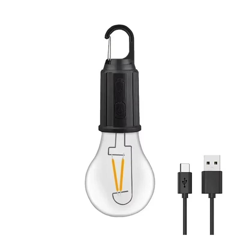LED Solar Camping Lights USB Rechargeable Bulbs Lamp Dimmable with Hooks Vintage Light for Hiking Tent Lantern Outdoor Lighting