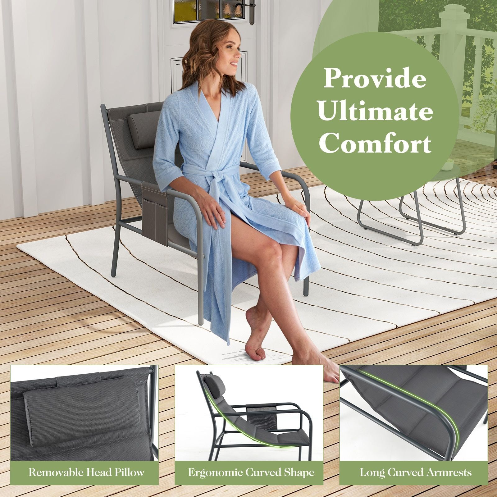 3-Piece Outdoor Bistro Set with Chairs and Coffee Table