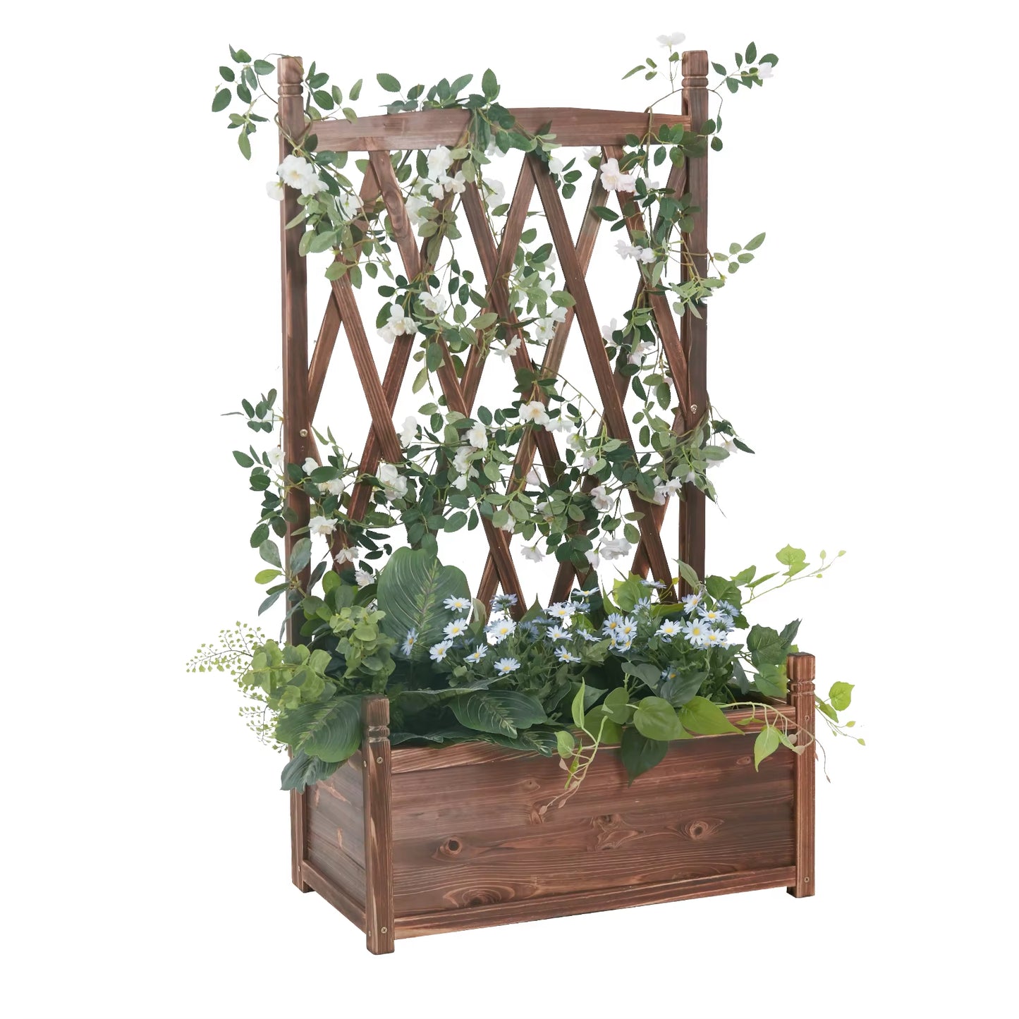 Large Raised Garden Bed Wooden Planter Box with Trelli