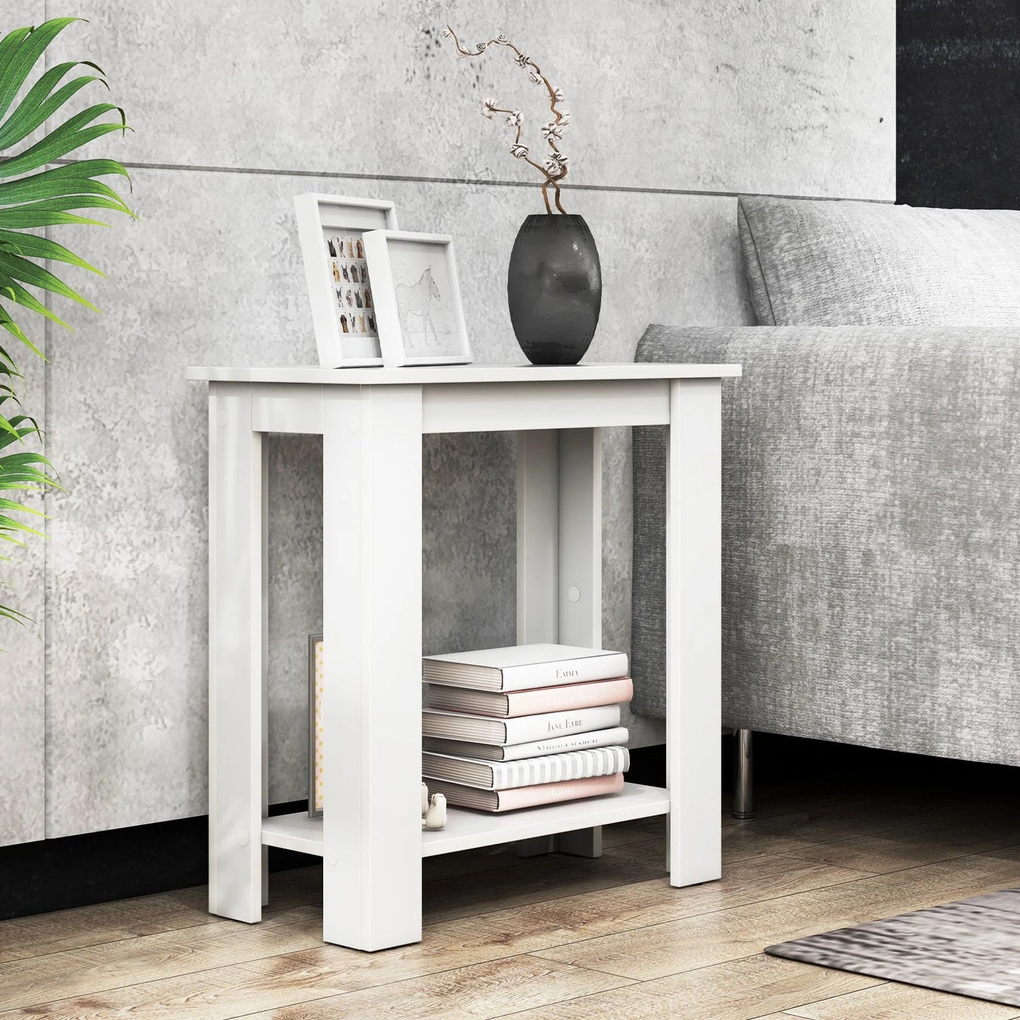 Stylish 2-Tier End Table with Storage Shelf for Small Spaces