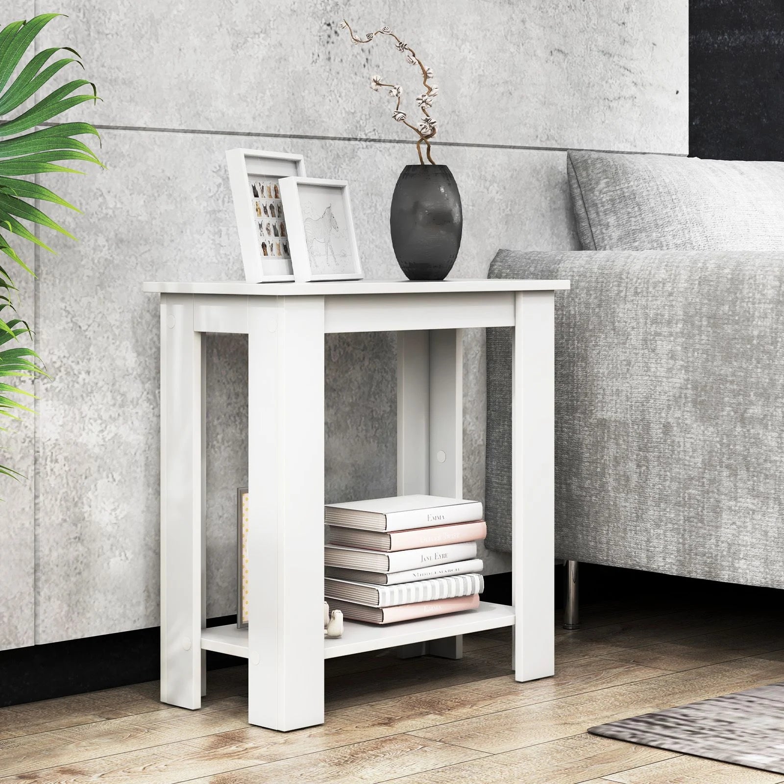 Stylish 2-Tier End Table with Storage Shelf for Small Spaces