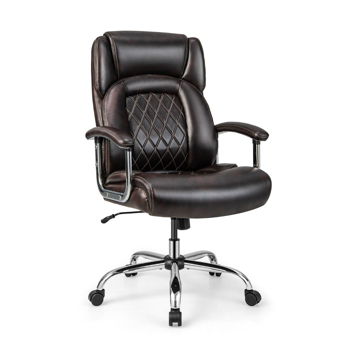 Executive Leather Office Chair with Rocking Functionality and Armrests
