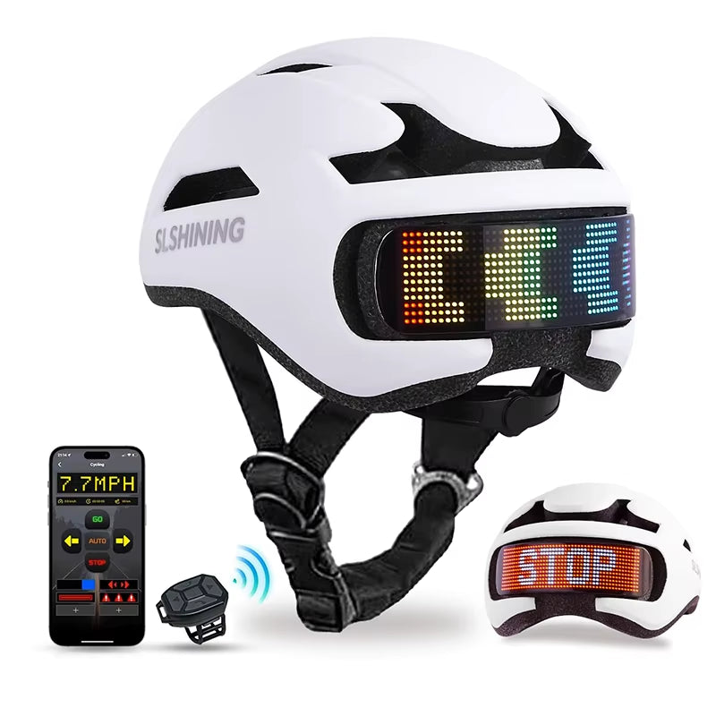 LED Bike Helmet with LED Display Screen Taillight Smart APP Control 