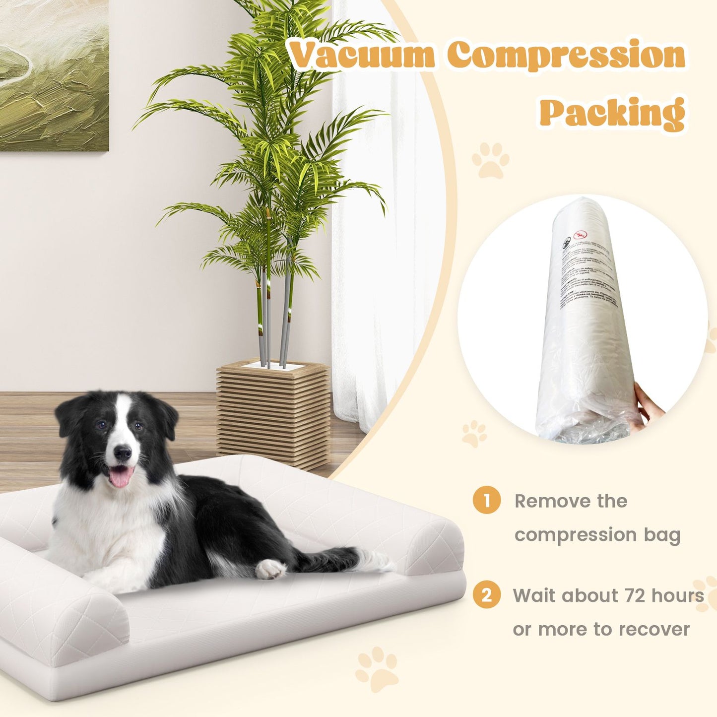 Orthopedic Egg-Foam Dog Crate Bed with Three-Sided Bolster Support