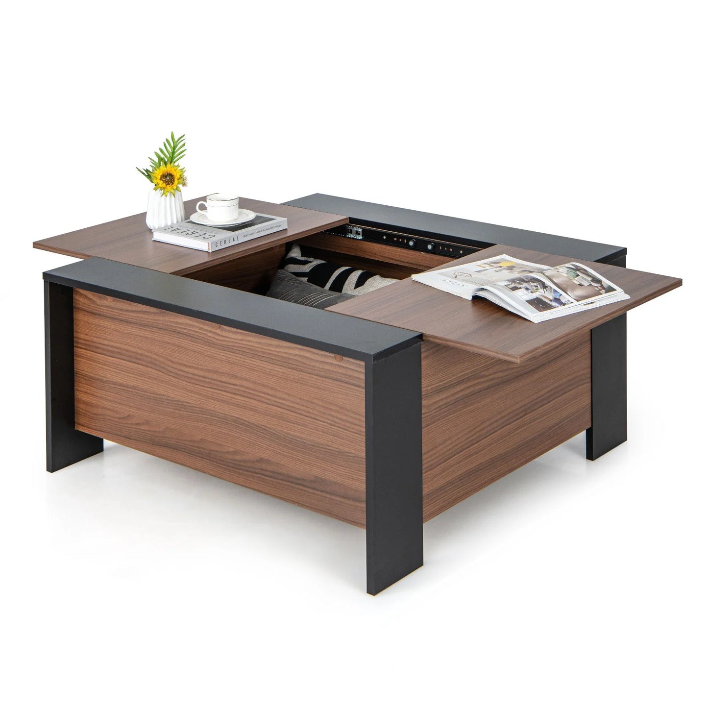 92cm Square Coffee Table with Sliding Top and Concealed Storage Compartment