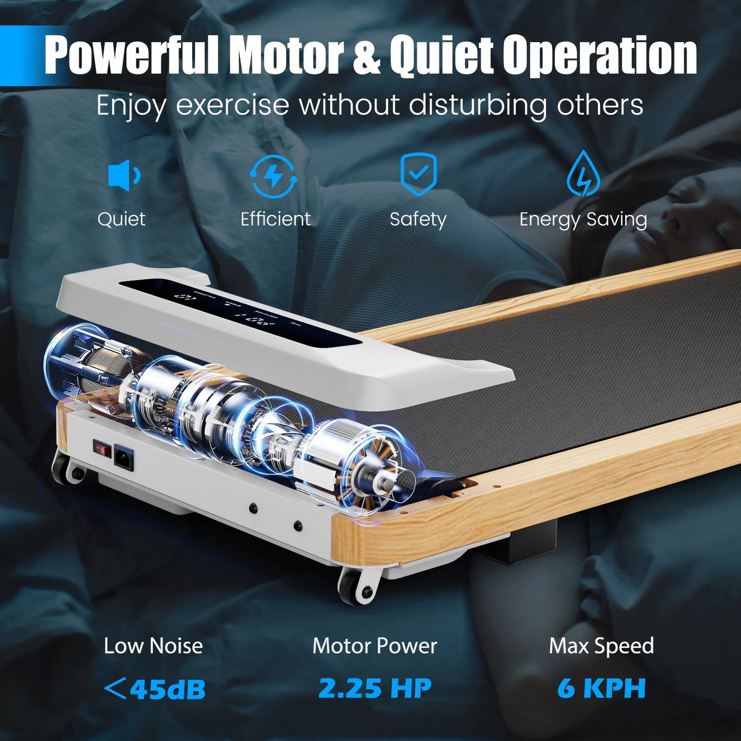 Under-Desk Treadmill Walking Pad Featuring a 7-Layer Running Belt