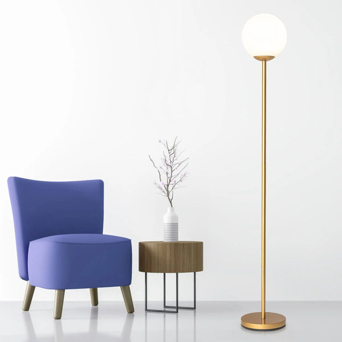 Acrylic-Shaded Globe Floor Lamp with Protective Cover