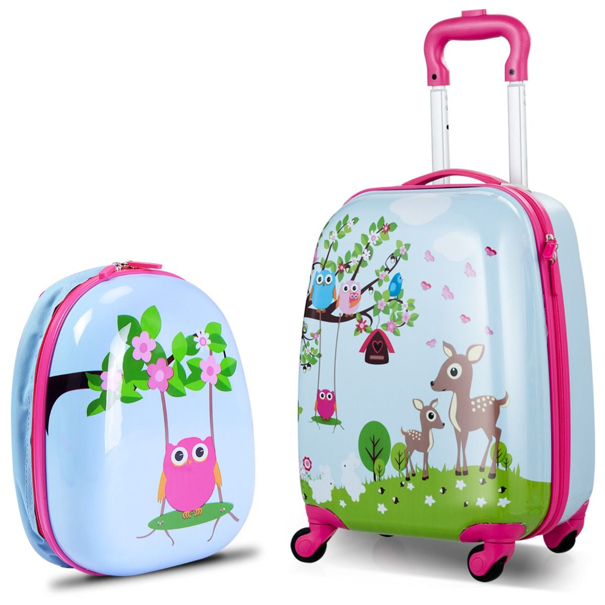 Kids Luggage Set: Carry-On Suitcase and Backpack (2 Pieces) - Forest Design