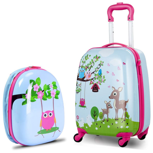 Kids Luggage Set: Carry-On Suitcase and Backpack (2 Pieces) - Forest Design