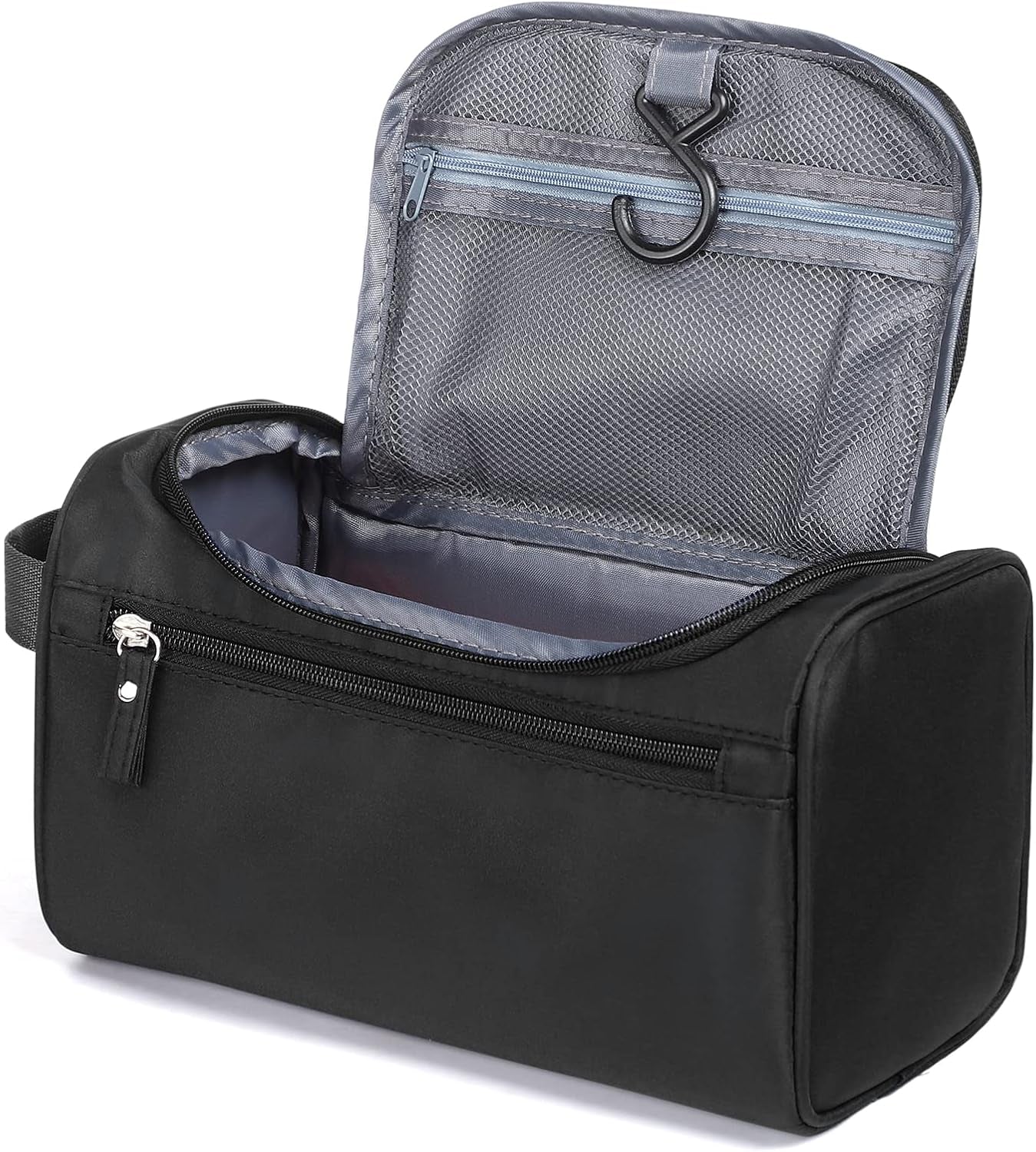 Waterproof Hanging Toiletry Bag for Travel - Unisex Makeup Organizer (Black)