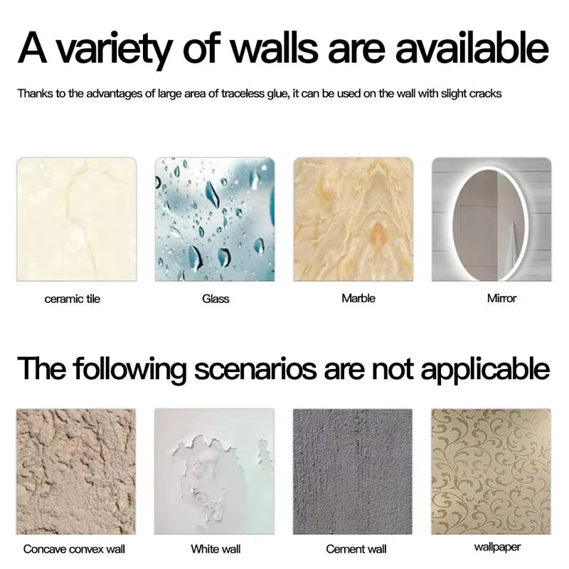 Strong Suction Cup Adjustable Shower Head Bracket - Nail-Free Bathroom Mount