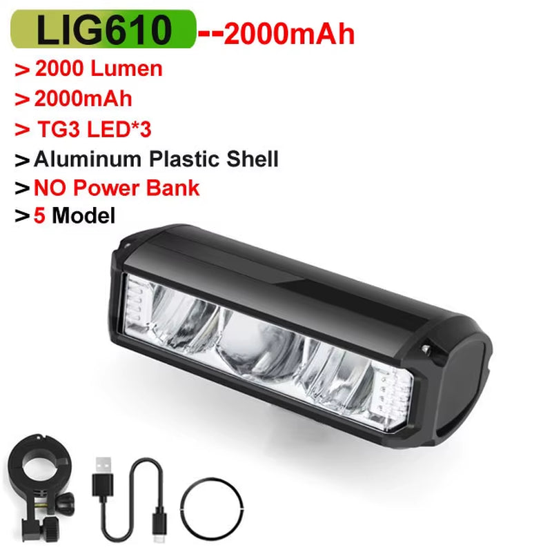 Ultra Bright 6000 Lumen Waterproof Bicycle Front Light - 10000mAh USB Rechargeable MTB & Road Cycling Accessory