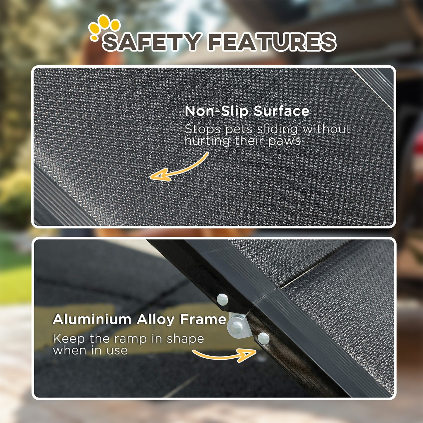 Folding Pet Ramp for XL Dogs W/ Non-Slip Surface, Portable Dog Ramp for Car