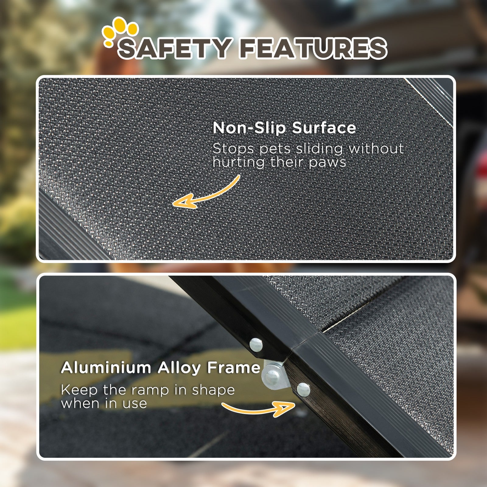 Folding Pet Ramp for XL Dogs W/ Non-Slip Surface, Portable Dog Ramp for Car