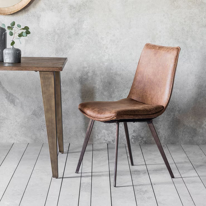 Hinks Brown Faux Leather Dining Chair, 2 Pack