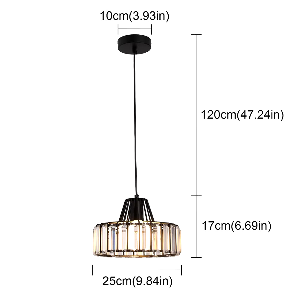 Elegant Gold & Black Crystal Mini Pendant Light - Adjustable Modern Luxury Fixture for Dining Room & Bathroom