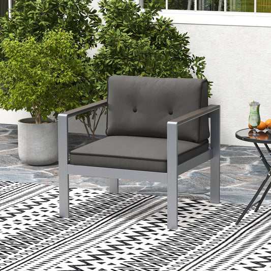 Aluminum Outdoor Patio Armchair with Cushions