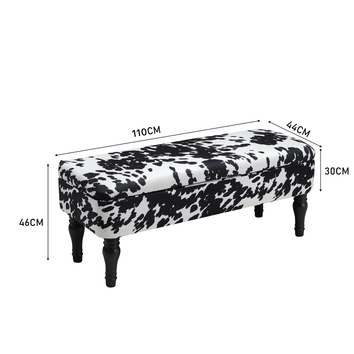 Cow Print Velvet Upholstered Storage Bench Living Room Shoe Changing Stool Leisure Stool Furniture
