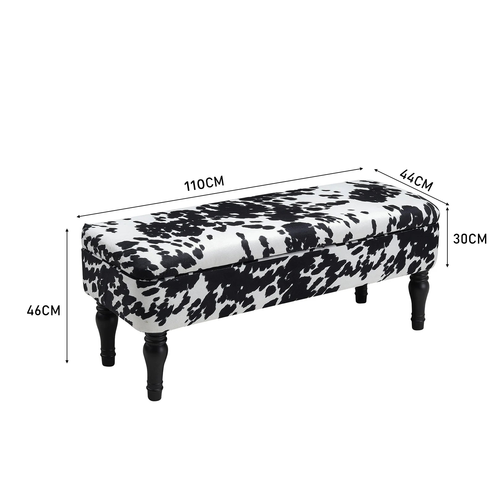 Cow Print Velvet Upholstered Storage Bench Living Room Shoe Changing Stool Leisure Stool Furniture