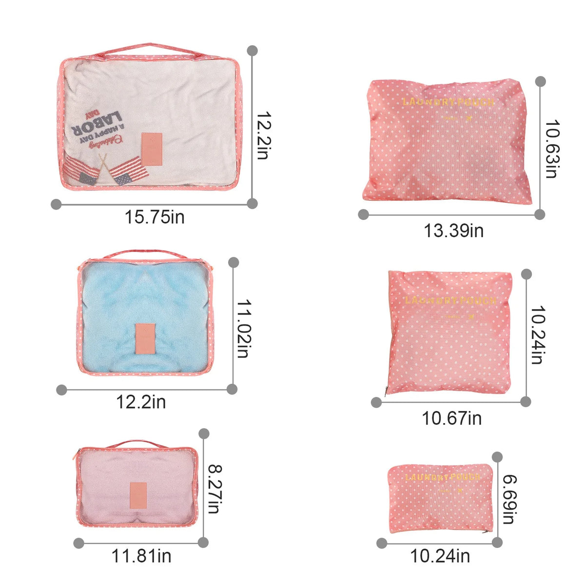 9-Piece Clothes Storage Bag Set - Water-Resistant Travel Luggage Organizers for Blouses, Hosiery, Stockings, and Underwear
