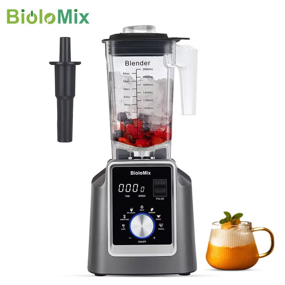 Digital BPA FREE 2L Automatic Professional Blender, Juicer Food Processor Ice Smoothies Fruit - FREE GIFT 600Ml Dry Jar
