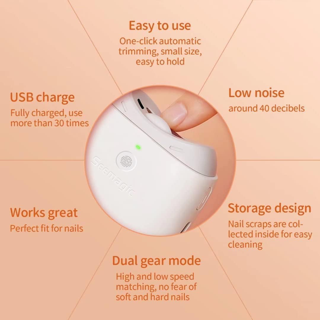 Ultimate Electric Nail Clippers with LED Light - 2-in-1 Trimming & Polishing, Whisper-Quiet at 40dB, Perfect for All Ages with Storage Box