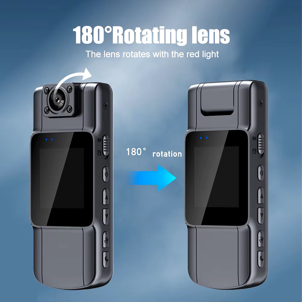Ultra HD 4K Mini Body Camera - 150° Wide Angle, 180° Rotatable Lens, 7-Hour Battery Life, WiFi Audio & Video Recording
