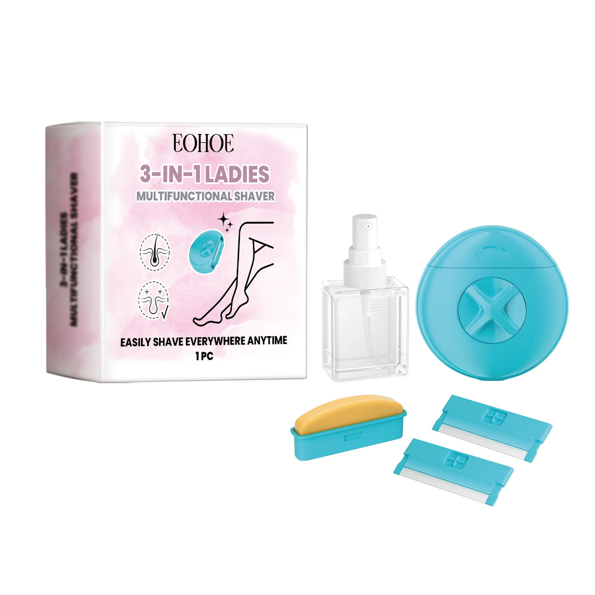 3-in-1 Women's Shaving Razor: Portable Multifunctional Shaver with Moisturizing Soap and Spray Bottle for Travel-Friendly Body Hair Removal on Legs and Arms