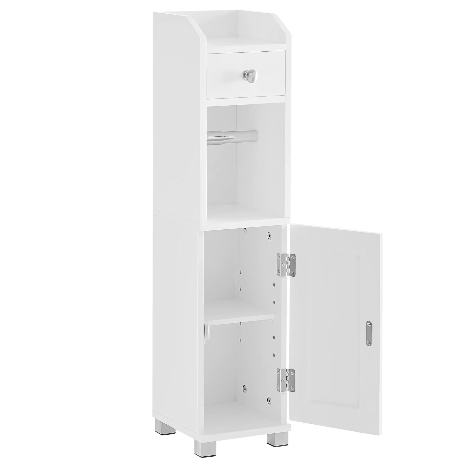 Compact Bathroom Storage Cabinet with Toilet Paper Holder - Stylish Organizer for Small Spaces
