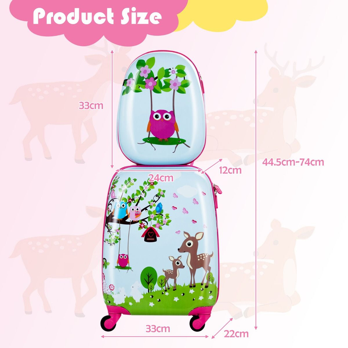 Kids Luggage Set: Carry-On Suitcase and Backpack (2 Pieces) - Forest Design