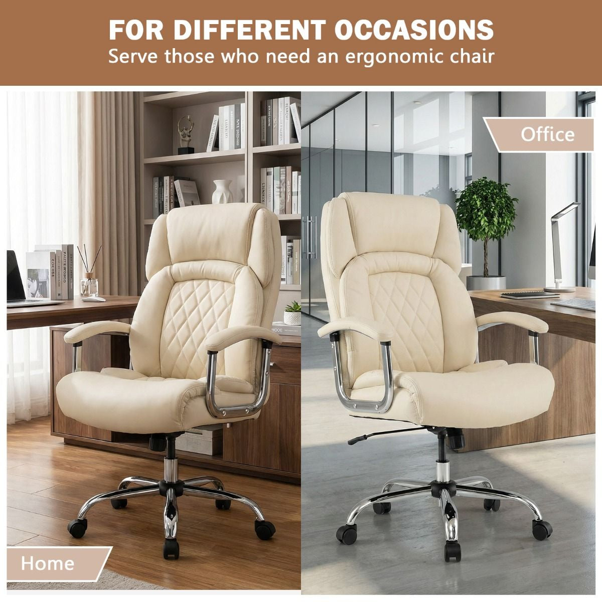 Executive Leather Office Chair with Rocking Functionality and Armrests