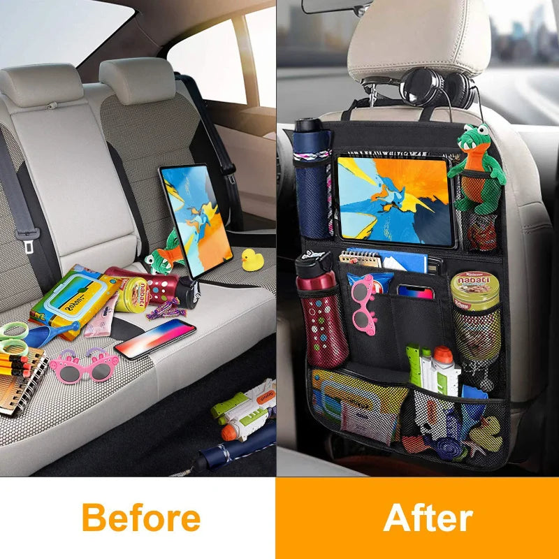 Ultimate Car Back Seat Organizer with Touch Screen Tablet Holder - Perfect Travel Companion!