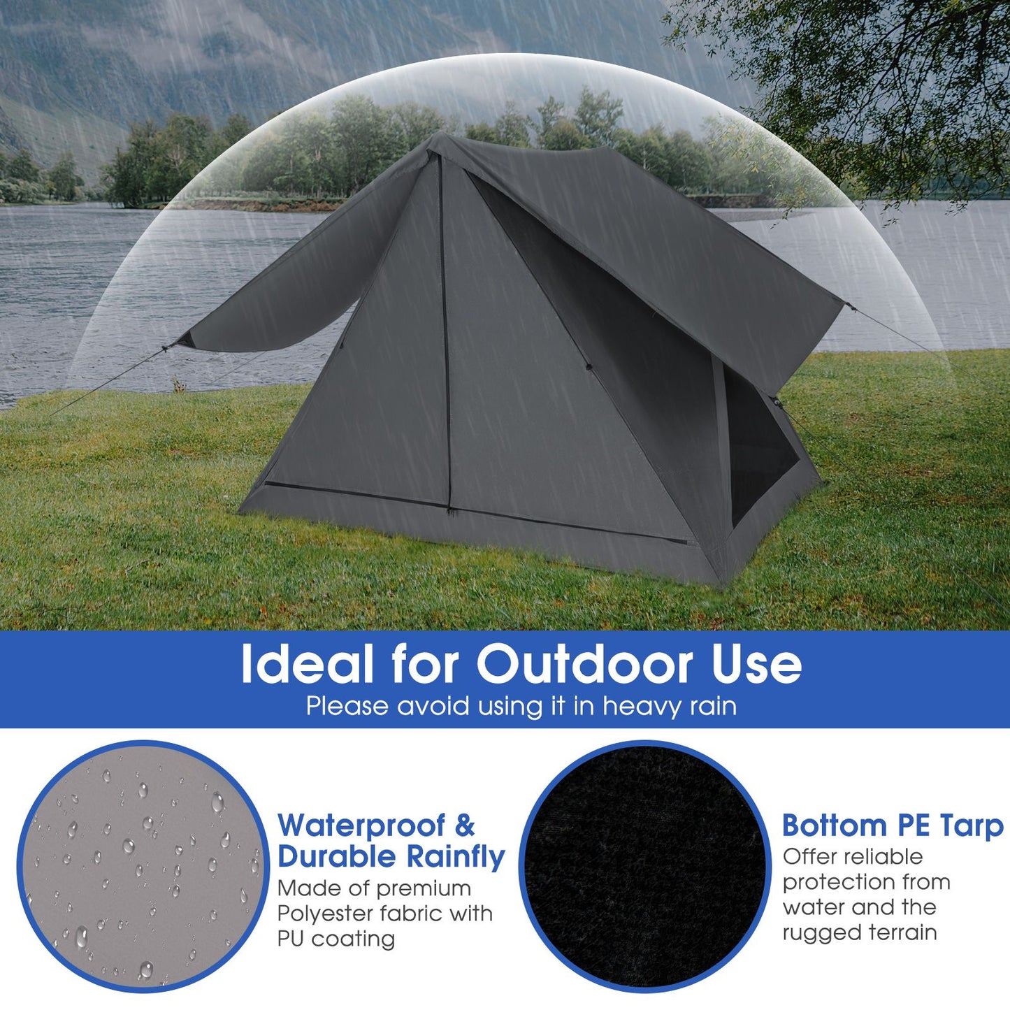 Pop-Up Camping Tent for 2-3 People with Carry Bag and Rainfly