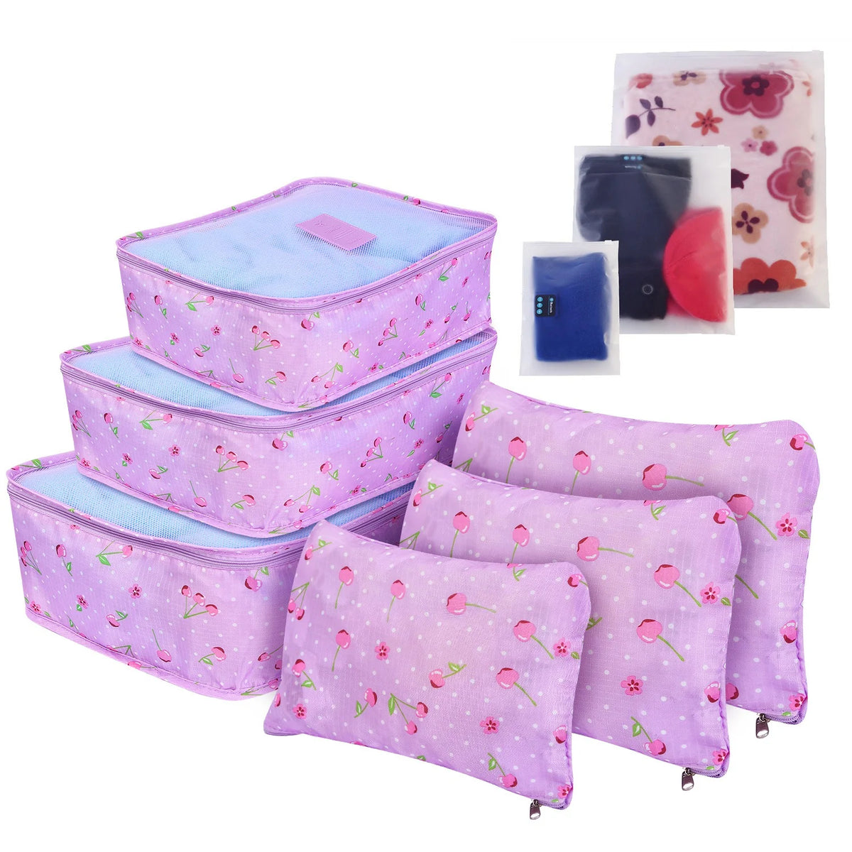 9-Piece Clothes Storage Bag Set - Water-Resistant Travel Luggage Organizers for Blouses, Hosiery, Stockings, and Underwear