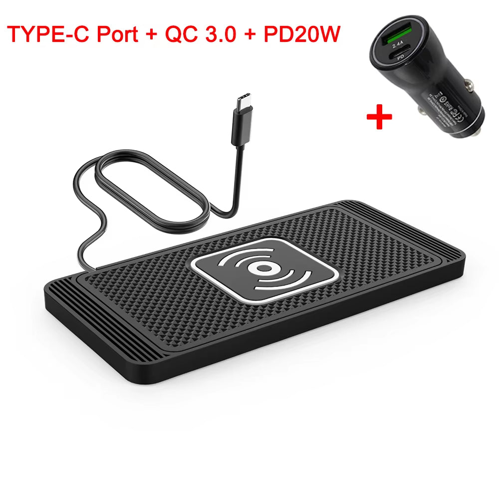 Ultimate Car Wireless Charger Pad - Non-Slip Silicone Fast Induction Charging for iPhone 15/14/13/12, Samsung S24/S23, Xiaomi