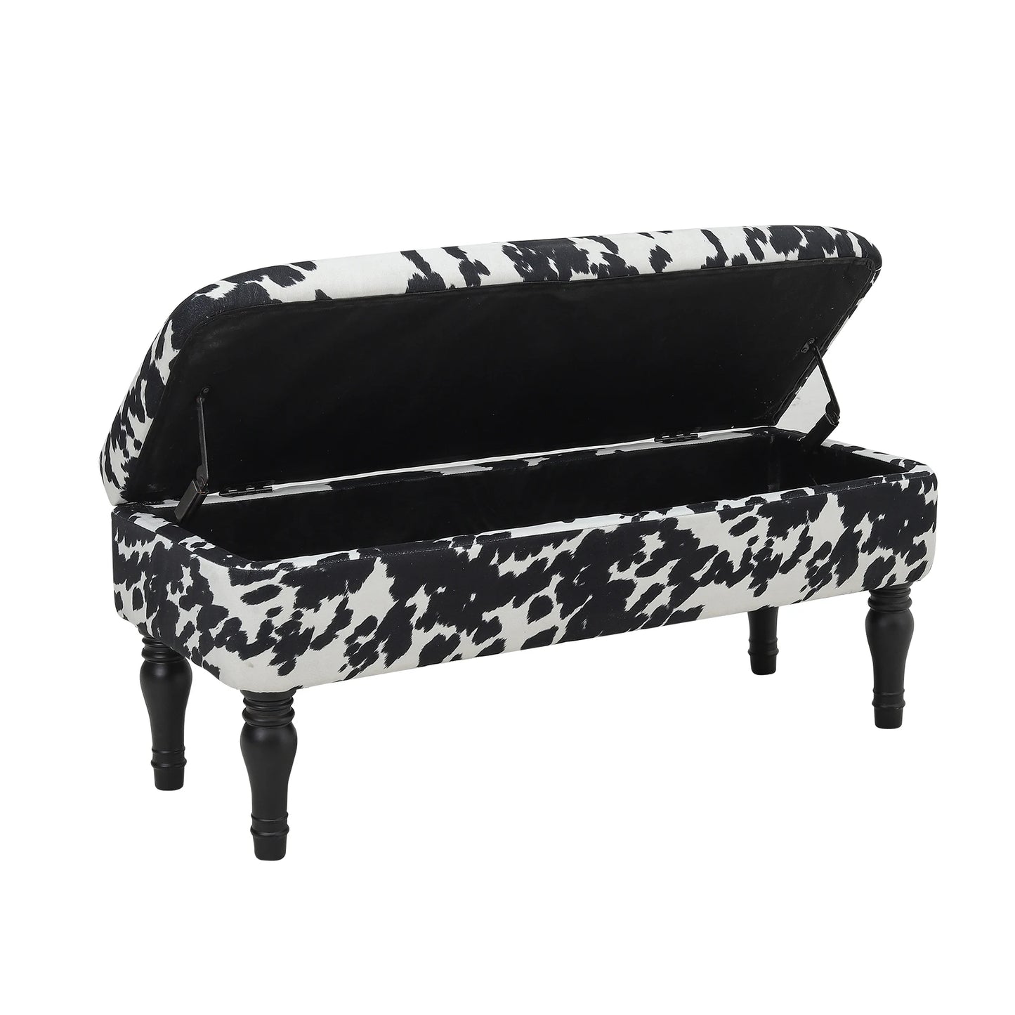 Cow Print Velvet Upholstered Storage Bench Living Room Shoe Changing Stool Leisure Stool Furniture