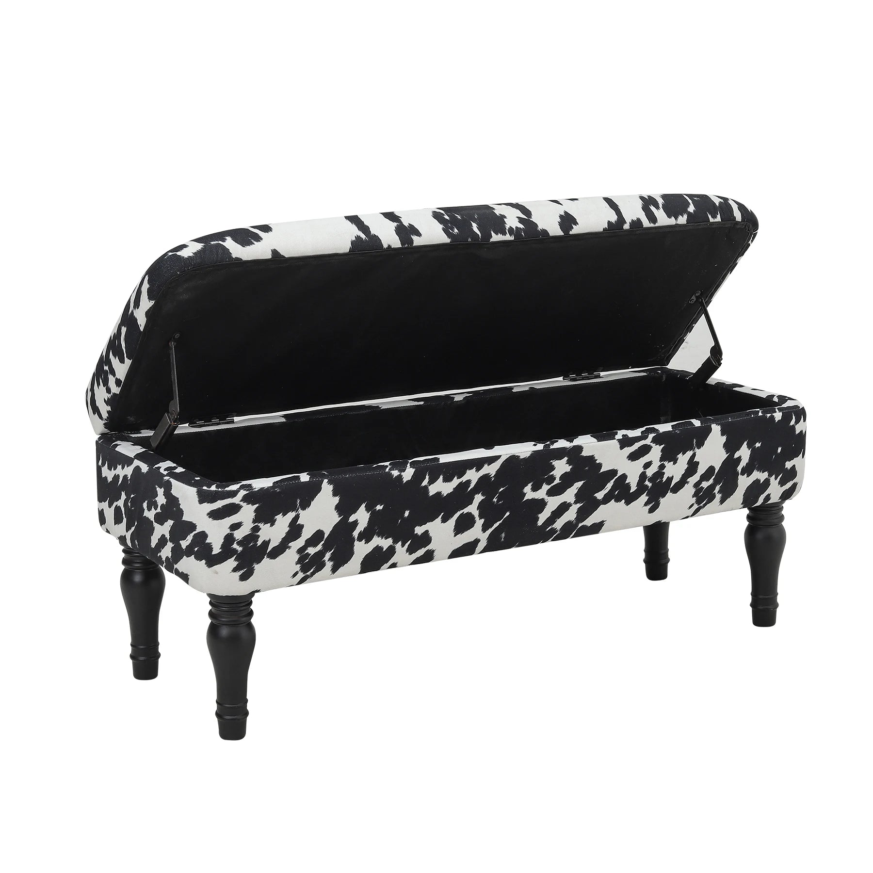 Cow Print Velvet Upholstered Storage Bench Living Room Shoe Changing Stool Leisure Stool Furniture