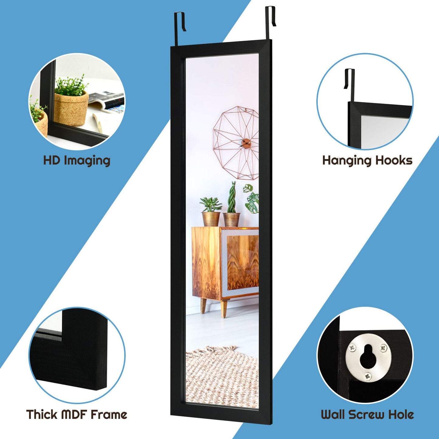 Wall-Mounted Full Body Dressing Mirror for Bedroom Use