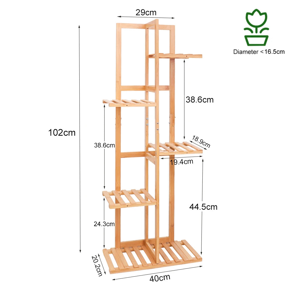 Bamboo 5 / 6 Tier Plant Stand Rack Multiple Flower Pot Holder Shelf 