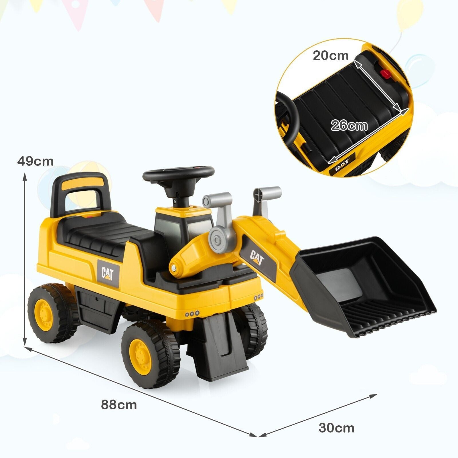 Children's Ride-On Excavator with Adjustable Bucket