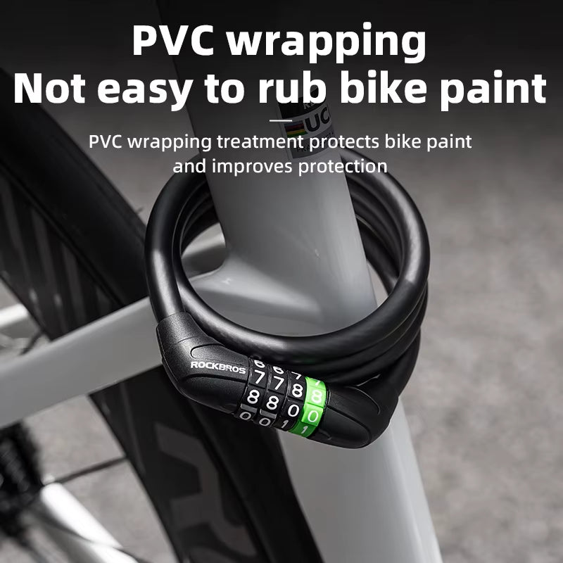 Bike Cable Lock MTB Road Bicycle Anti-Theft Password Lock PVC Steel Cable Lock for Motorcycle Scooter Bike Accessories