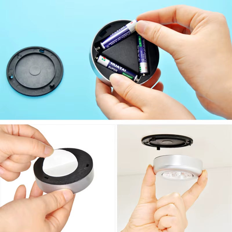 Stylish 3/4 LED Mini Touch Night Light - Wireless Cabinet & Outdoor Lamp for Kitchen & Wardrobe