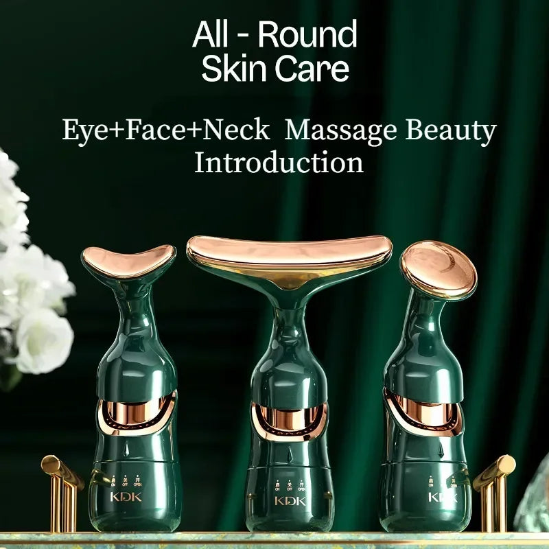 Rejuvenate Your Skin: 3-in-1 EMS Facial Lifting Device for Neck, Face & Eyes - Anti-Aging Massager for Youthful Glow